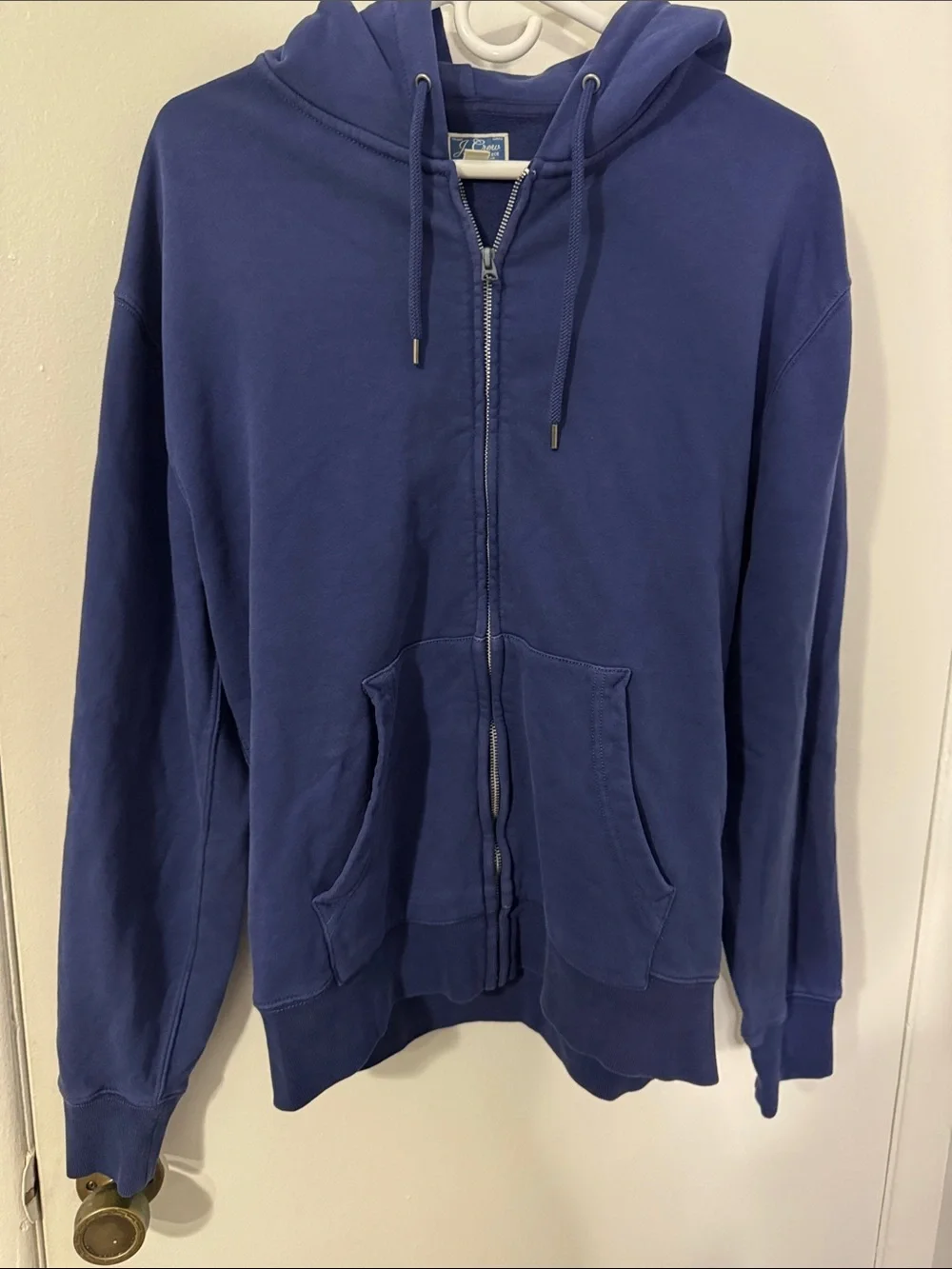 J. Crew Men’s Medium Vintage Fleece Navy Blue Zip-Up Hoodie